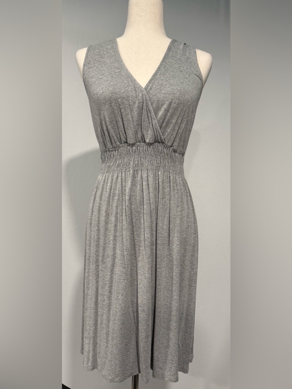Merona Gray V-Neck Wrap Smocked Waist Dress